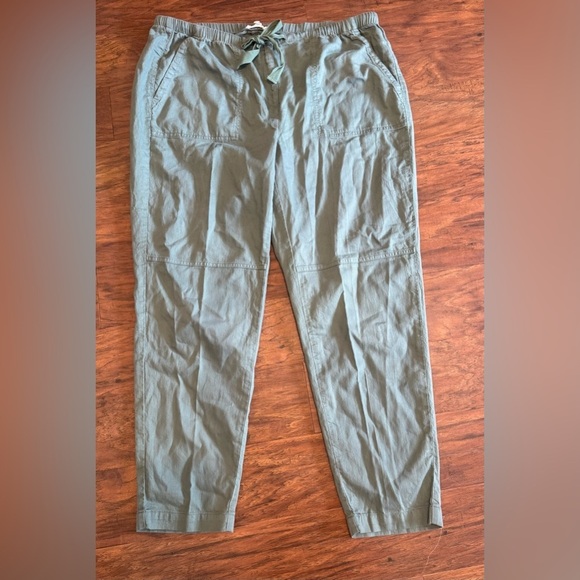 Eileen Fisher Pants - EILEEN FISHER Soft Organic Cotton Twill Drawstring Cropped Pants Relaxed Large